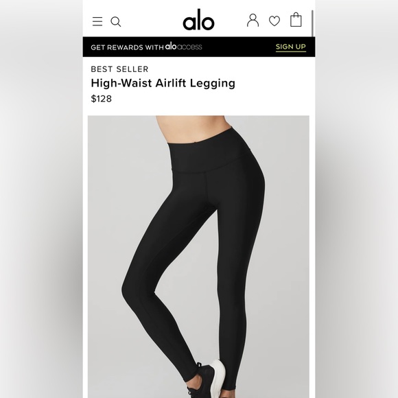 NWT Alo Yoga High Waisted Airlift Leggings Black Color Size XXS - Picture 6 of 10